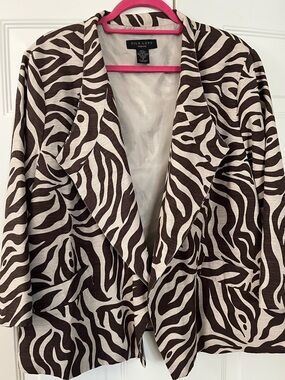 Silk Land Textured Silk Animal Print Blazer Jacket